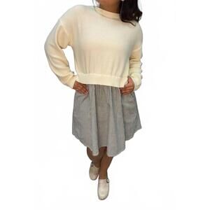 NEW IN FEBRUARY twill tie back sweater mini dress in ivory